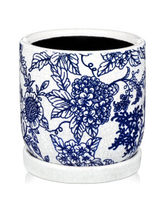 Maceta de Cerámica Vintage Villa Como 22.86 cm Azul y Blanca