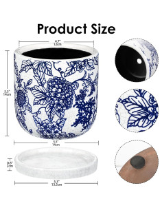 Maceta de Cerámica Vintage Villa Como 22.86 cm Azul y Blanca 2