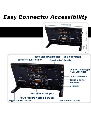 Pantalla Táctil Capacitiva GeeekPi 10.1" HDMI 1024x600