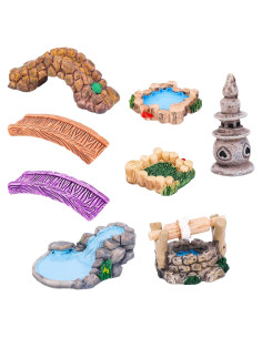 9 Adornos de Resina para Jardín Gosknor - Hadas y Puente
