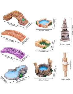 9 Adornos de Resina para Jardín Gosknor - Hadas y Puente 2