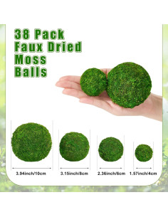 Bolas de Musgo Decorativas Amyhill 38 Pcs Verde 4 Tamaños 2