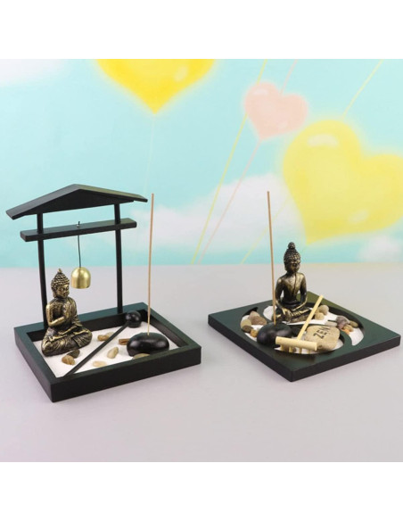 Estatua de Buda ERINGOGO Jardín Zen Miniatura 15x13cm