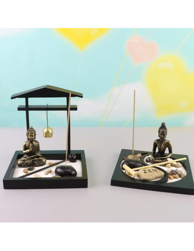 Estatua de Buda ERINGOGO Jardín Zen Miniatura 15x13cm