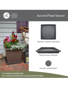 Platillo Cuadrado para Maceta The HC Companies 35.56 cm Gris 2