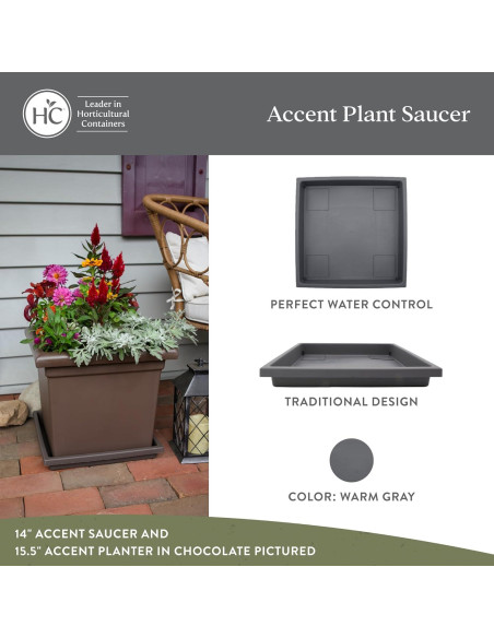 Platillo Cuadrado para Maceta The HC Companies 35.56 cm Gris Platillo Cuadrado para Maceta The HC Companies 35.56 cm Gris