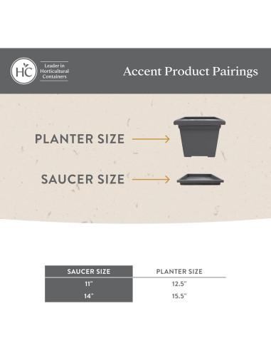 Platillo Cuadrado para Maceta The HC Companies 35.56 cm Gris