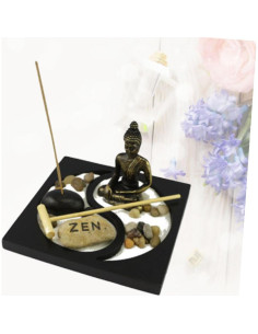 Jardín Zen Miniatura BESPORTBLE con Estatua de Buda 15x15 cm 2