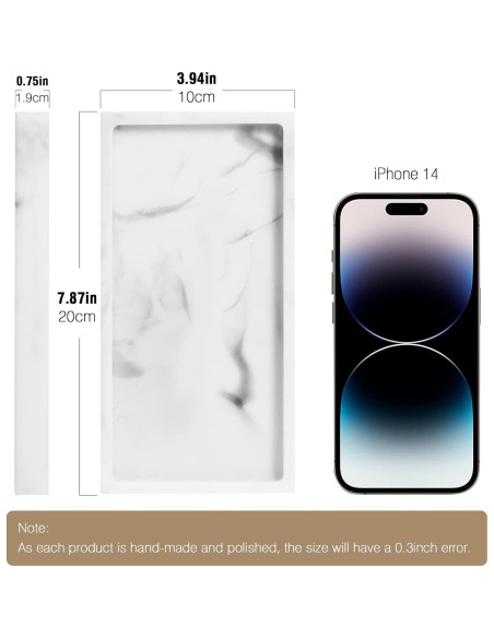 Bandeja de baño Luxspire Mini de Resina 20x10 cm Mármol Blanco