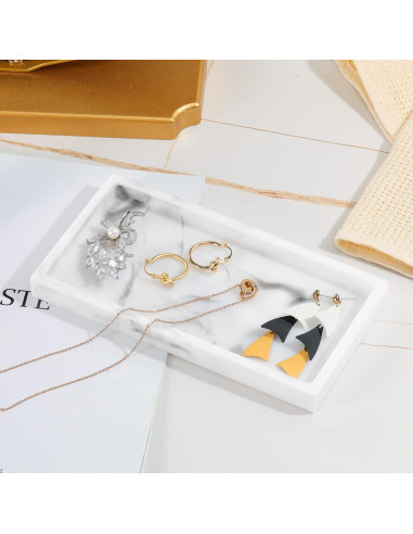 Bandeja de baño Luxspire Mini de Resina 20x10 cm Mármol Blanco