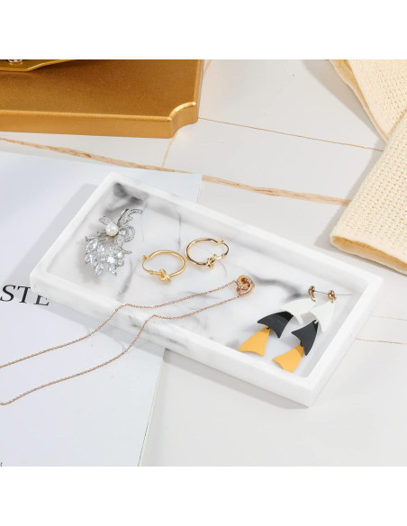 Bandeja de baño Luxspire Mini de Resina 20x10 cm Mármol Blanco