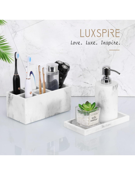 Bandeja de baño Luxspire Mini de Resina 20x10 cm Mármol Blanco