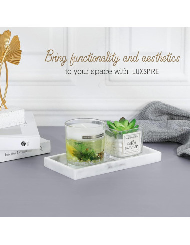 Bandeja de baño Luxspire Mini de Resina 20x10 cm Mármol Blanco