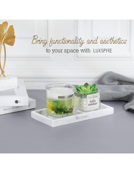 Bandeja de baño Luxspire Mini de Resina 20x10 cm Mármol Blanco