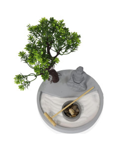 Jardín Zen de Escritorio con Estatua de Buda y Bonsái - Fundamentos Básicos 2