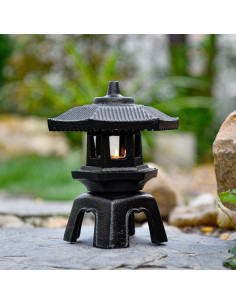 Lámpara de Vela de Hierro Fundido Sungmor - Pagoda Zen 20cm 2