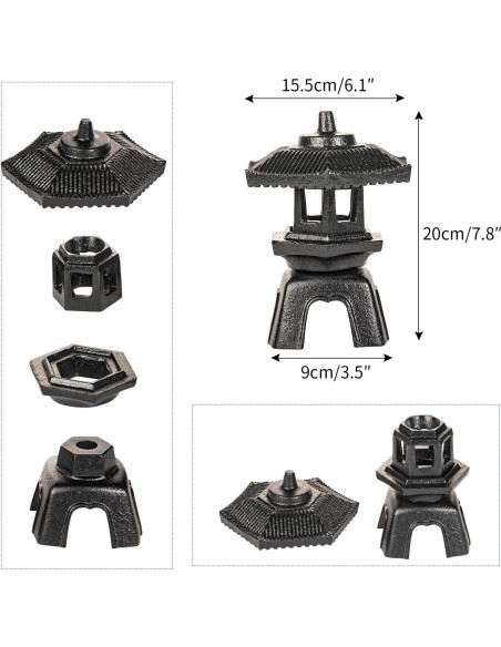 Lámpara de Vela de Hierro Fundido Sungmor - Pagoda Zen 20cm