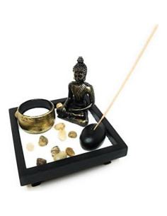 Jardín Zen Royal Brands con Buda y Vela - Meditación 12.7cm 2