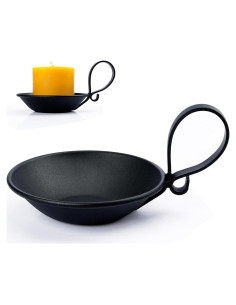 Soporte para Velas de Pilar AGLARY Hierro Negro Mate 11.43 cm