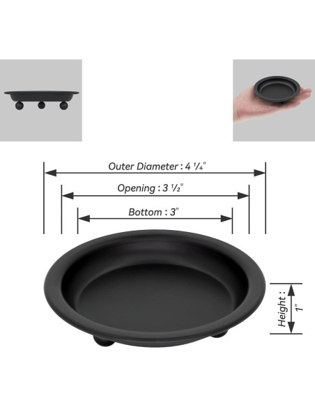 Juego de 2 Platos de Vela Thindolex Negro Mate 10.7cm