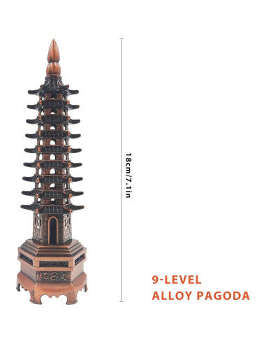 Torre Feng Shui de Nueve Pisos Surtiycrii - Jardín Zen Rojo