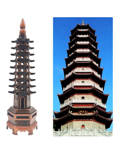 Torre Feng Shui de Nueve Pisos Surtiycrii - Jardín Zen Rojo