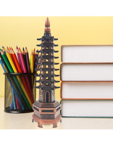 Torre Feng Shui de Nueve Pisos Surtiycrii - Jardín Zen Rojo