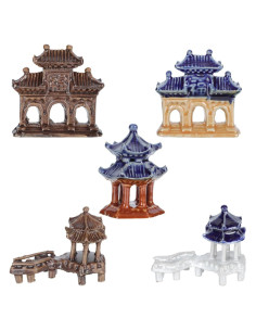 Estatuas Miniatura Pagoda DOITOOL 5 Piezas Cerámica Jardín