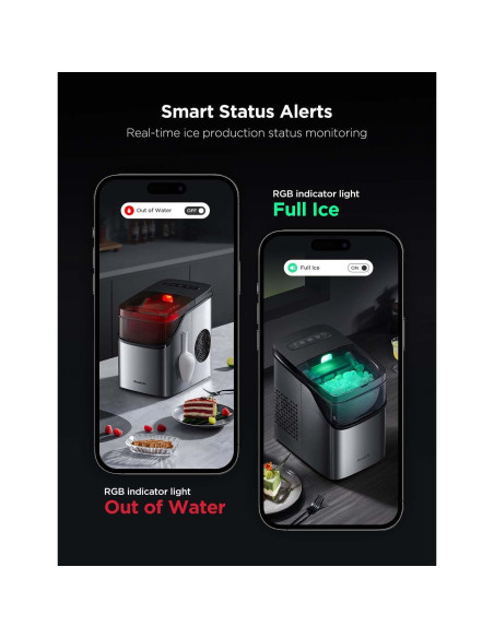 Máquina de Hielo GoveeLife Inteligente 9 Cubos 11,79 kg Plata