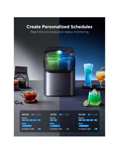 Máquina de Hielo GoveeLife Inteligente 9 Cubos 11,79 kg Plata