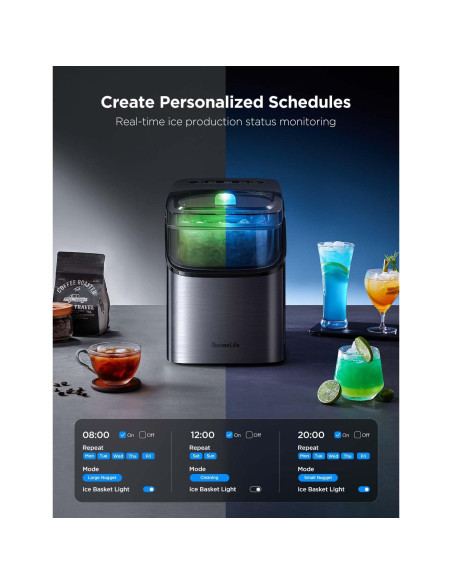 Máquina de Hielo GoveeLife Inteligente 9 Cubos 11,79 kg Plata