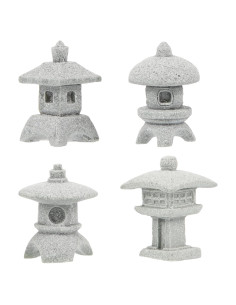 4 Estatuas Miniatura de Pagoda Outanaya para Jardín Zen