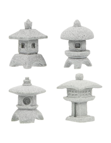 4 Estatuas Miniatura de Pagoda Outanaya para Jardín Zen