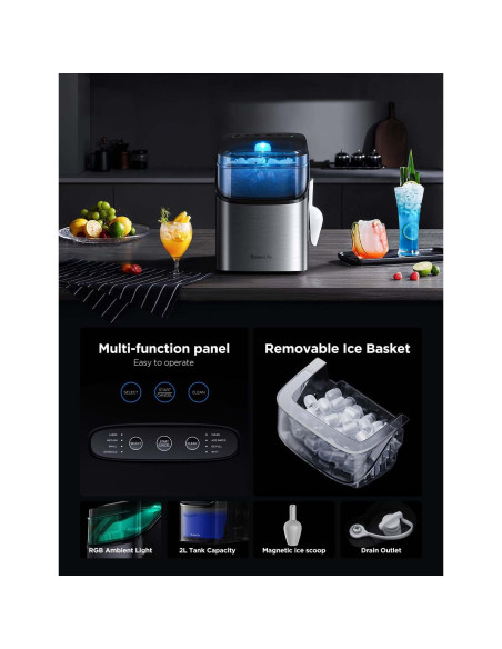 Máquina de Hielo GoveeLife Inteligente 9 Cubos 11,79 kg Plata