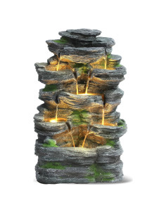 Fuente de Agua en Cascada Grepatio 7 Niveles con LED