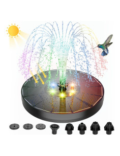 Fuente Solar ALUKIKI 4W con Luces LED y 7 Boquillas para Jardín