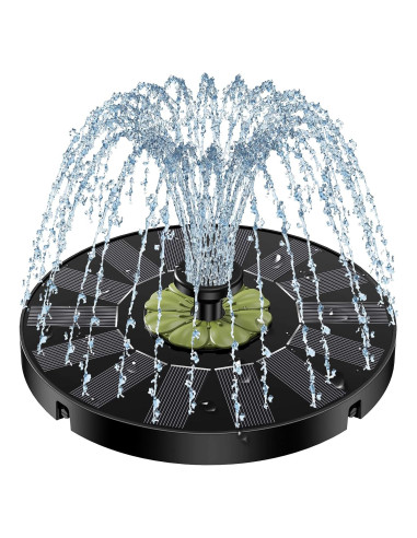 Fuente Solar de Agua Yzert con Panel Eficiente y Flor Verde Oliva