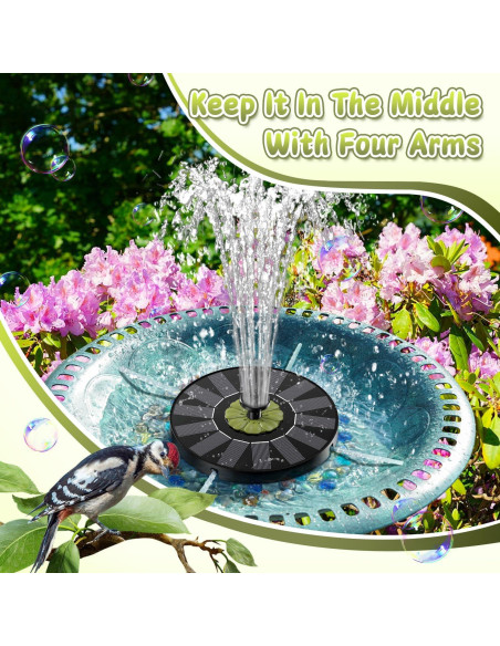 Fuente Solar de Agua Yzert con Panel Eficiente y Flor Verde Oliva