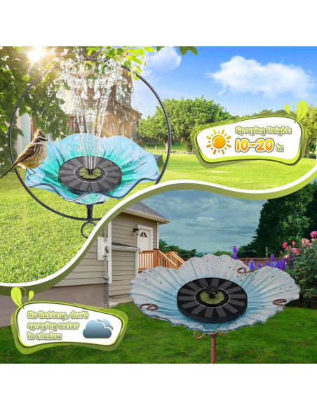 Fuente Solar de Agua Yzert con Panel Eficiente y Flor Verde Oliva