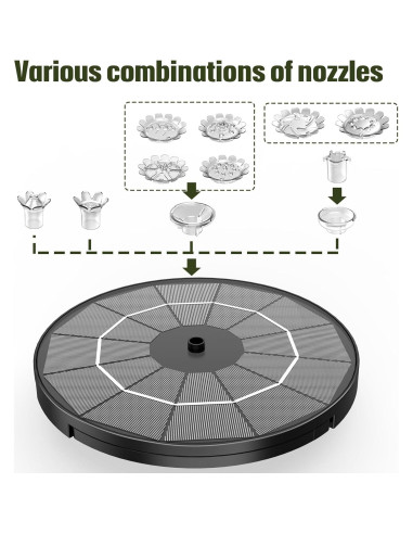 Bomba de Fuente Solar AISITIN 3.5W con Cable de 3m y Boquillas
