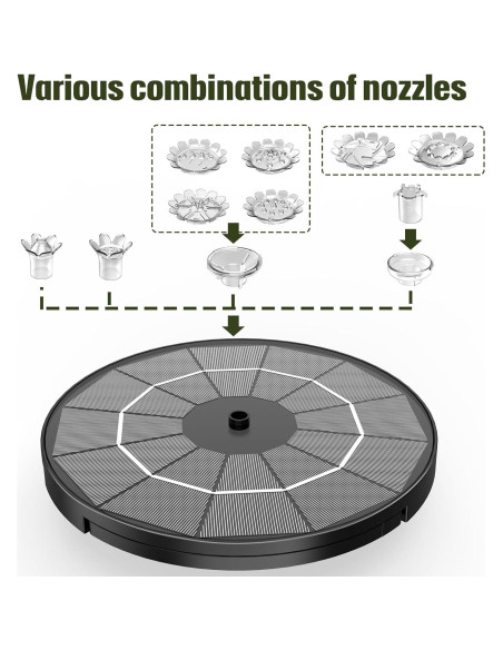 Bomba de Fuente Solar AISITIN 3.5W con Cable de 3m y Boquillas