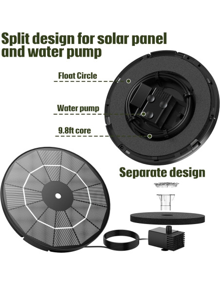 Bomba de Fuente Solar AISITIN 3.5W con Cable de 3m y Boquillas