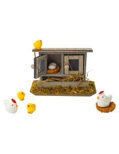 Miniatura Retro Coop de Madera Hiawbon para Pollos 9.5x9.5 cm