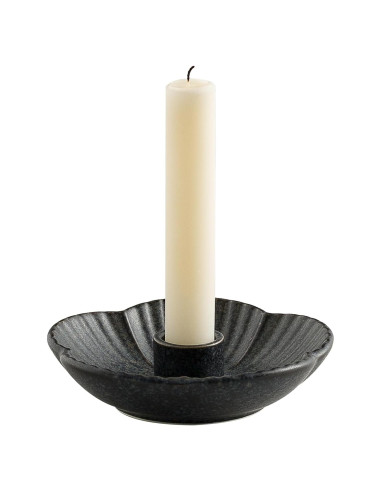 Soporte de Vela Cerámica BEUNAIZER Negro Floral 11.94 cm