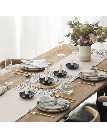 Soporte de Vela Cerámica BEUNAIZER Negro Floral 11.94 cm