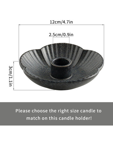 Soporte de Vela Cerámica BEUNAIZER Negro Floral 11.94 cm