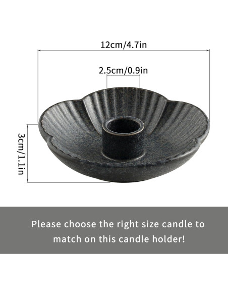 Soporte de Vela Cerámica BEUNAIZER Negro Floral 11.94 cm