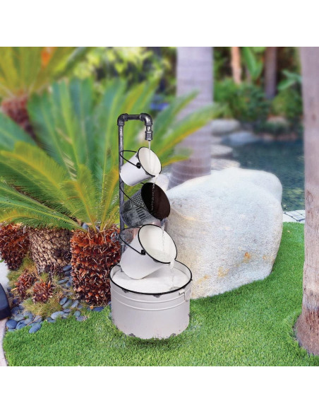 Fuente de Cubos de Metal Vintage Alpine MCC594 84 cm para Jardín