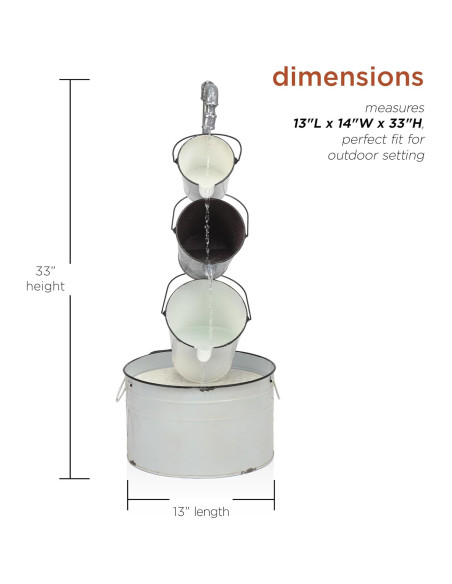 Fuente de Cubos de Metal Vintage Alpine MCC594 84 cm para Jardín