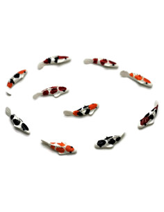 10 Figuras de Peces Koi de Arcilla para Jardín Decorativo